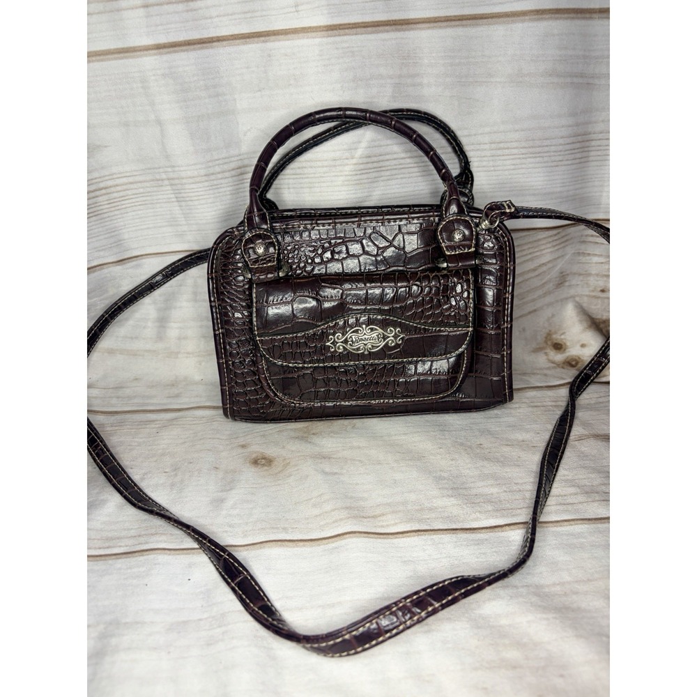 Vintage Y2K Faux Crocodile Rosetti Purse 2 Way Crossbody Burgundy Small Preppy